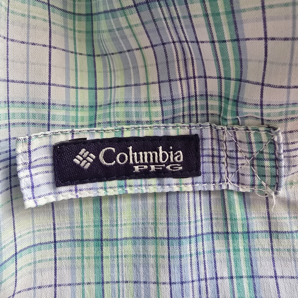 Columbia PFG Women's Structured Plaid Button Down Shirt - Blue and Green Size L - Picture 2 of 7